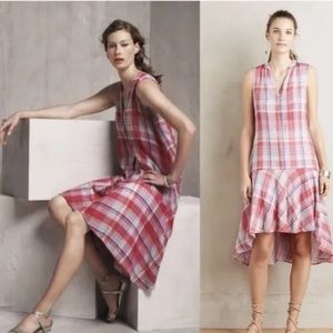 Anthropologie | Maeve Pippa Pink Plaid Swing Dress